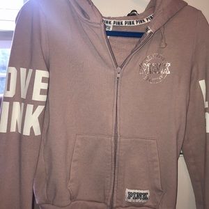 beige zip up hoodie